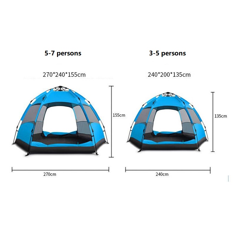 Camping Tent 57 Person Family Tent နှစ်ထပ် အပြင်ဘက် တဲ (၅) လုံး၊