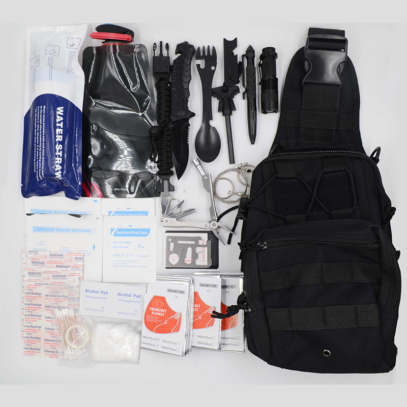 Parabot Survival Gear Profesional sareng Kit Pertolongan Pertama, Kit Survival Gear sareng Sling bag2