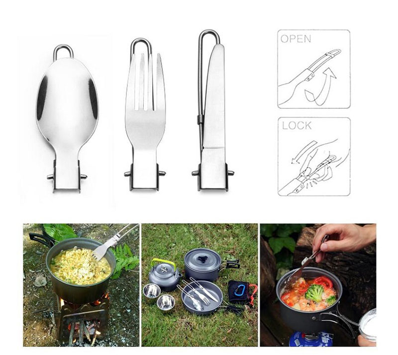 Survival Camping Cookware Mess set nga adunay Lightweight Pot Pan Kettle ug 2 Cups (6)