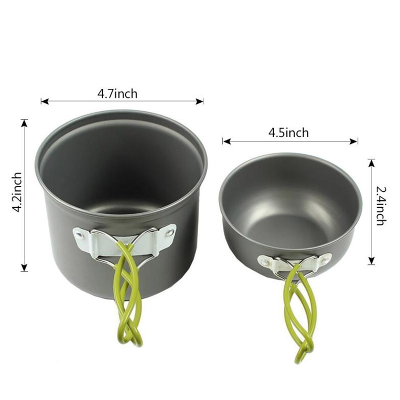 Outdoor Camping Hiking Cookware Mess Set with Pan Pot Bowl (3)